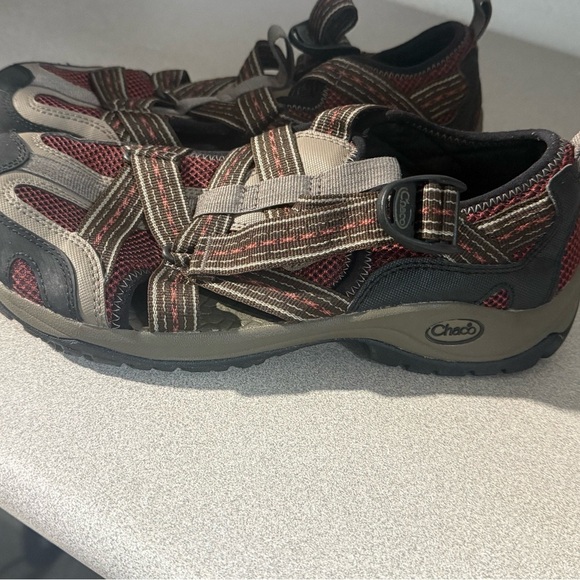 Chaco Red and Black Hiking Sandals main image 8